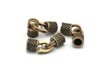 Leather Hook Caps, 2 Oxidized Bronze Leather Cord Ends, Hook Ends for 5mm Leather Cord (17x14x8mm) N0311 N0572