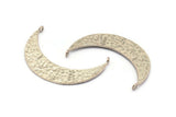 Hammered Crescent Pendant, 2 Antique Silver Plated Brass Hammered Crescent Pendants With 2 Loops (43x11x1mm) U147 H0403