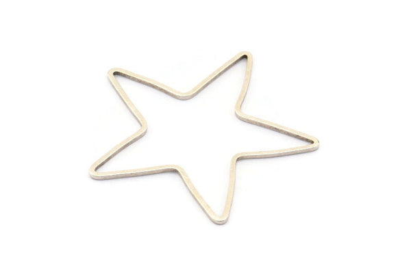 Huge Silver Star Charm, 6 Antique Silver Plated Open Star Ring, Charms (42x1.2x0.9mm) MB 9-26 H0317