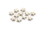 Antique Silver Star Charm, 12 Antique Silver Plated Brass Star Spacer Beads With 1 Hole, Spacer Charms, Star Charms (8x2.6mm) D0126 H0413