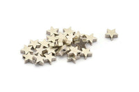 Antique Silver Star Charm, 12 Antique Silver Plated Brass Star Spacer Beads With 1 Hole, Spacer Charms, Star Charms (8x2.6mm) D126 H0413