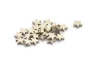 Antique Silver Star Charm, 12 Antique Silver Plated Brass Star Spacer Beads With 1 Hole, Spacer Charms, Star Charms (8x2.6mm) D0126 H0413