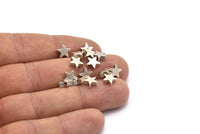 Antique Silver Star Charm, 12 Antique Silver Plated Brass Star Spacer Beads With 1 Hole, Spacer Charms, Star Charms (8x2.6mm) D0126 H0413