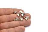 Antique Silver Star Charm, 12 Antique Silver Plated Brass Star Spacer Beads With 1 Hole, Spacer Charms, Star Charms (8x2.6mm) D0126 H0413