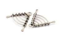 Antique Silver Fence Charm, 1 Antique Silver Plated Brass Fence Pendant With 1 Loop, Earring Findings, Charms (49x44x8x6mm) U107 H0376