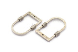 D Shape Rings, 2 Antique Silver Plated Brass Hammered D Shape Connectors With 1 Hole, Rings  (29x19x1.3mm) BS 1876 H0420