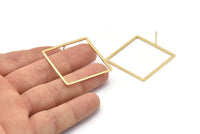Gold Square Earring, 2 Gold Plated Brass Square Stud Earrings (35mm) Bs 1309 A1758 H0904