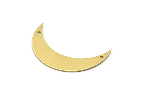 Moon Crescent Charm, 10 Raw Brass Moons with 2 Holes (44x11x0.80mm) Moon18