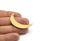 Moon Crescent Charm, 10 Raw Brass Moons with 2 Holes (44x11x0.80mm) Moon18