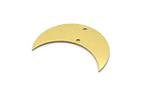 Crescent Moon Pendant, 10 Raw Brass Moons Pendants With 2 Holes (35x12x0.80mm) Moon20
