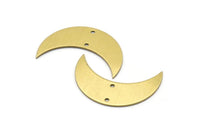 Crescent Moon Pendant, 10 Raw Brass Moons Pendants With 2 Holes (35x12x0.80mm) Moon20