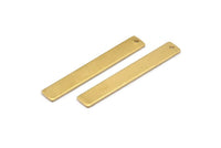 Brass Necklace Bar, 12 Raw Brass Rectangle Stamping Blanks With 1 Hole, Earrings, Pendants, (41x6x1mm) D0835