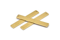 Brass Necklace Bar, 12 Raw Brass Rectangle Stamping Blanks With 1 Hole, Earrings, Pendants, (41x6x1mm) D0835