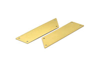 Raw Brass Bracelet, 5 Raw Brass Trapezoid Bracelet Blanks with 4 Holes (15x60mm) A0601