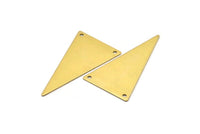 6 Raw Brass Triangle Pendant With 2 Holes (50x28x0.80mm) A0927