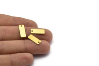 Brass Geometric Finding, 100 Raw Brass Rectangle With 1 Hole Charms Geometric Findings (6x16mm) Brs 566 A0344