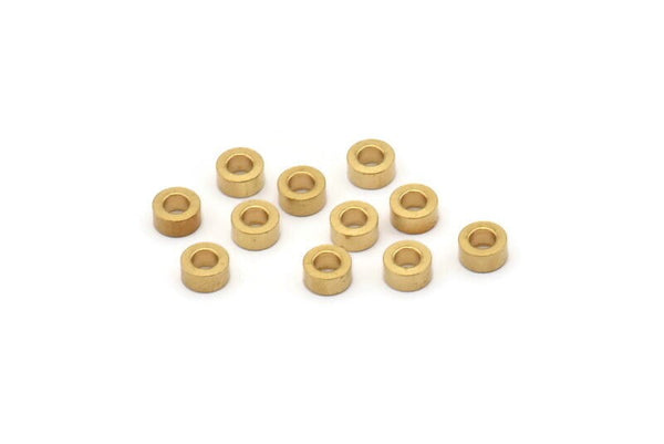 Brass Rondelle Beads, 50 Raw Brass Industrial Findings, Spacer Beads (5x2.5mm) A0434