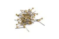 Stainless Post with Cup Pad, 100 Stainless Steel Earring Posts With Raw Brass 2mm Cup, Bowl Pad, Ear Stud A0849