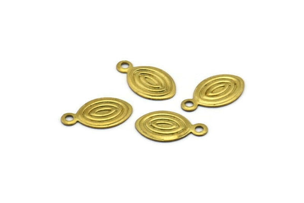 Brass Oval Charm, 50 Raw Brass Oval Charms, Findings (13x7mm) Brs 109 A0651