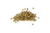 Tiny Spacer Bead, 250 Raw Brass Spacer Rondelle Beads for Leather, Bracelets, Ropes (2mm) Y083