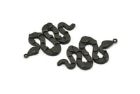 Black Snake Pendant, Oxidized Black Brass Snake And Moon Phases Pendant With 1 Loop, Charms, Findings (47x27x3mm) N1605 S1170