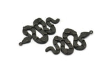Black Snake Pendant, Oxidized Black Brass Snake And Moon Phases Pendant With 1 Loop, Charms, Findings (47x27x3mm) N1605 S1170