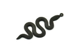 Black Snake Pendant, 2 Oxidized Black Brass Snake Pendants With 1 Loop, Charms, Findings (47x20x2.3mm) N1596 S1211
