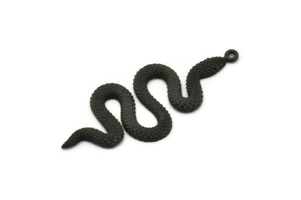 Black Snake Pendant, 2 Oxidized Black Brass Snake Pendants With 1 Loop, Charms, Findings (47x20x2.3mm) N1596 S1211
