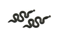 Black Snake Pendant, 2 Oxidized Black Brass Snake Pendants With 1 Loop, Charms, Findings (47x20x2.3mm) N1596 S1211