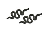 Black Snake Pendant, 2 Oxidized Black Brass Snake Pendants With 1 Loop, Charms, Findings (47x20x2.3mm) N1596 S1211