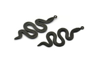 Black Snake Pendant, 2 Oxidized Black Brass Snake Pendants With 1 Loop, Charms, Findings (47x20x2.3mm) N1596 S1211