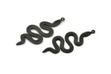 Black Snake Pendant, 2 Oxidized Black Brass Snake Pendants With 1 Loop, Charms, Findings (47x20x2.3mm) N1596 S1211
