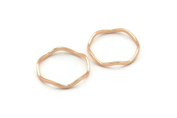 Rose Gold Circle Rings, 12 Rose Gold Lacquer Plated Brass Wavy Circle Rings, Charms (20.5x0.80x1.5mm) BS 2220 Q0438