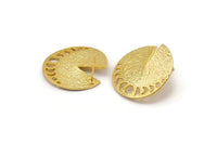 Gold Moon Earring, 2 Gold Plated Brass Moon Phases Stud Earrings (25x1mm) N1011 Q0961