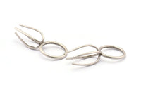 Claw Ring Blank, 2 Antique Silver Plated Brass 4 Claw Ring Blanks For Natural Stones N0044 H0478