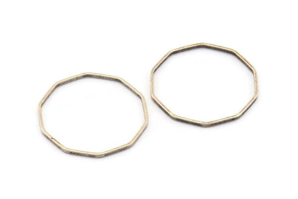 Silver Decagon Blank, 25 Antique Silver Plated Brass Decagon Charms, Pendants (25x1mm) BS 1775 H0467