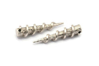 Antique Silver Unicorn Pendant, 2 Antique Silver Plated Brass Spike Ethnic Pendants With 1 Hole (36x8.5mm) BS 1886 H0447