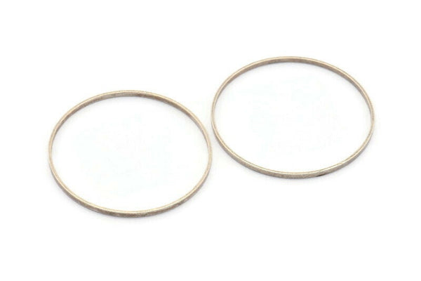 Antique Silver Circle Connectors, 6 Antique Silver Plated Brass Circle Connectors (40x0.75x1.8mm) BS 1071 H0446