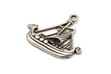 Antique Silver Ship Pendant, 2 Antique Silver Plated Viking Ship Necklace Pendants With 1 Loop, Earrings, Findings (31x27x3mm) BS 1912