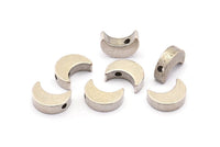 Antique Silver Moon Bead, 12 Antique Silver Plated Brass Crescent Moon Beads With 1 Hole, Charms (8.5x11.5mm) D0021 H0463
