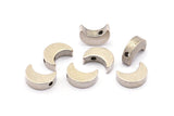 Antique Silver Moon Bead, 12 Antique Silver Plated Brass Crescent Moon Beads With 1 Hole, Charms (8.5x11.5mm) D0021 H0463