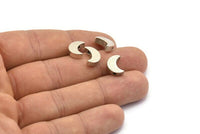Antique Silver Moon Bead, 12 Antique Silver Plated Brass Crescent Moon Beads With 1 Hole, Charms (8.5x11.5mm) D0021 H0463