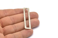 Antique Silver Rectangle Connector, 3 Antique Silver Plated Brass Rectangle Connectors With 1 Hole (52x12x3x1mm) BS 1883 H0440