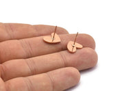 Rose Gold Heart Earring, 4 Rose Gold Plated Brass Heart Stud Earrings (14x11x1mm) M854 A2238 Q1087