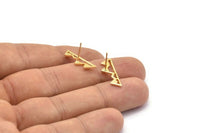 Gold Mountain Earring, 6 Gold Plated Brass Mountain Shaped Stud Earrings (22x7x1mm) D0827 A1214 Q1082