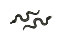 Black Snake Pendant, 2 Oxidized Black Brass Snake Pendants With 1 Loop, Charms, Findings (49x17x2.8mm) N1602 S825
