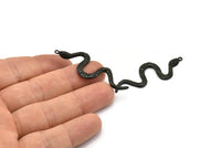 Black Snake Pendant, 2 Oxidized Black Brass Snake Pendants With 1 Loop, Charms, Findings (49x17x2.8mm) N1602 S825