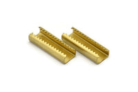 Ribbon Crimp End, 20 Raw Brass Ribbon Crimp, Leather Cord Ends, Findings (23.5mmx8.2mm) Brs 2329p A0635