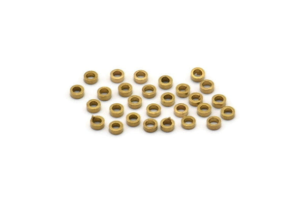 Tiny Spacer Bead, 100 Raw Brass Spacer Rondelle Beads for Leather, Bracelets, Ropes (2.5mm) Y084