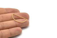 Brass Half Moon, 24 Raw Brass Semi Circle Connectors (15x30x0.80mm) D1280